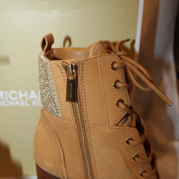 Michael Kors Tan Ankle Boots with Gold Accents - Picture 3 of 7